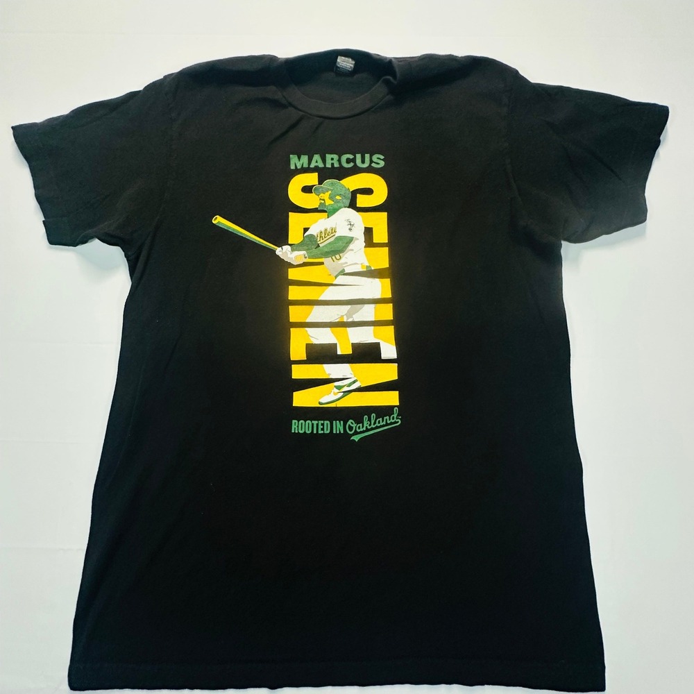 Tultex Mens Marcus Semien Oakland Athletics Rooted in Oakland T-Shirt Black M